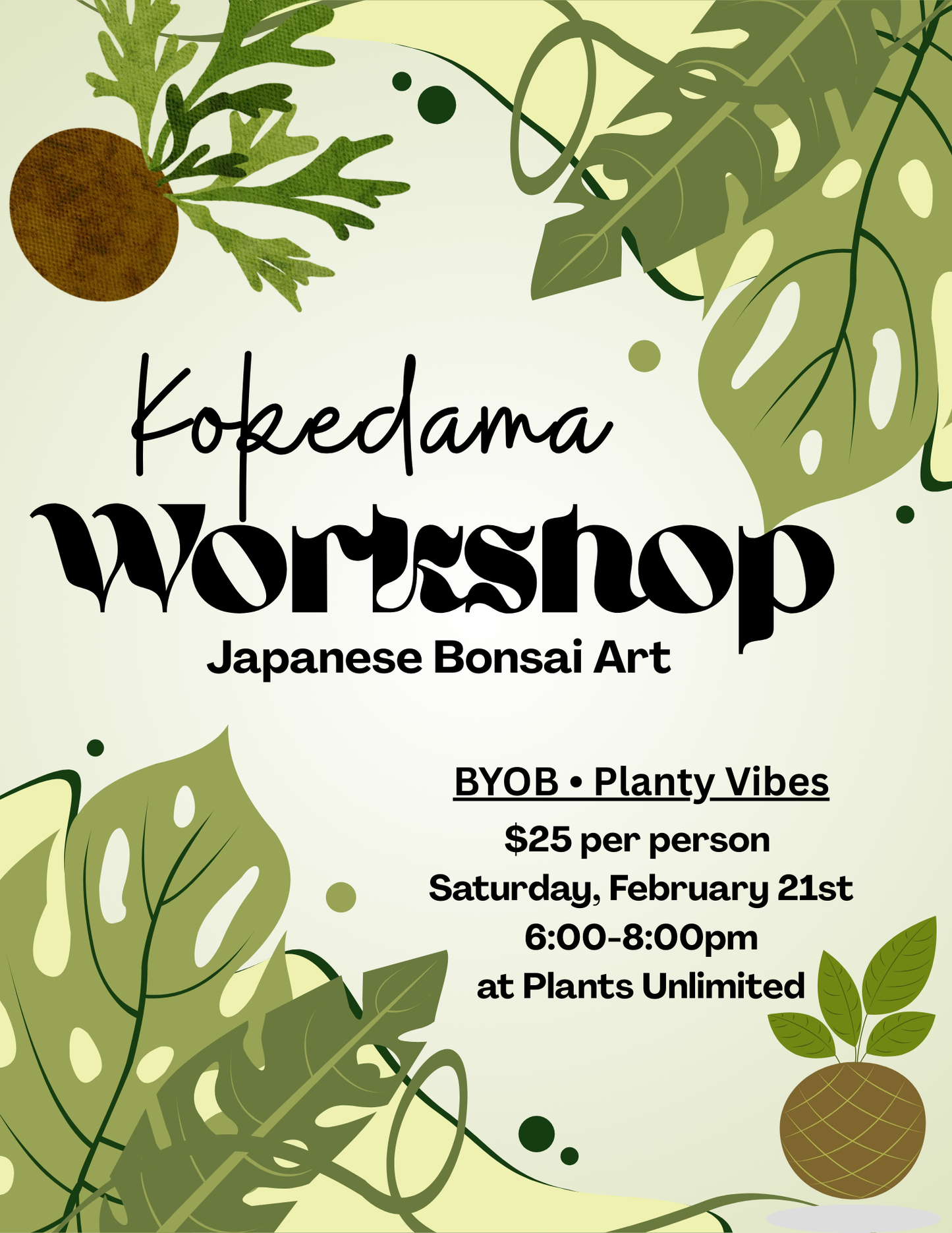 Kokedama Workshop 2/21/26